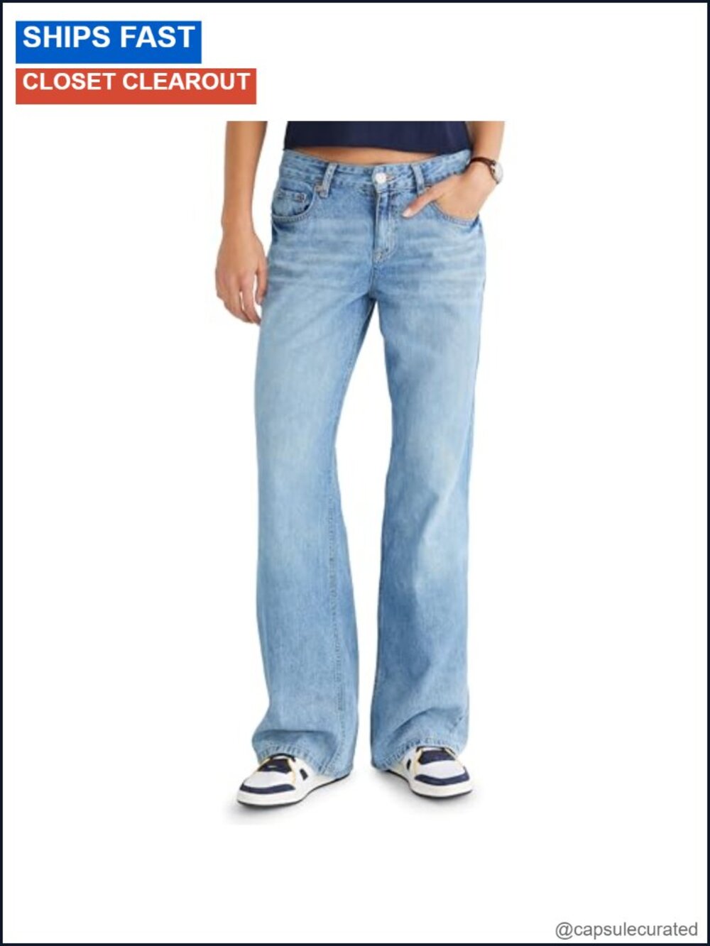 Low Rise Baggy Wide Leg Jeans Rigid 100% Cotton Relaxed Fit